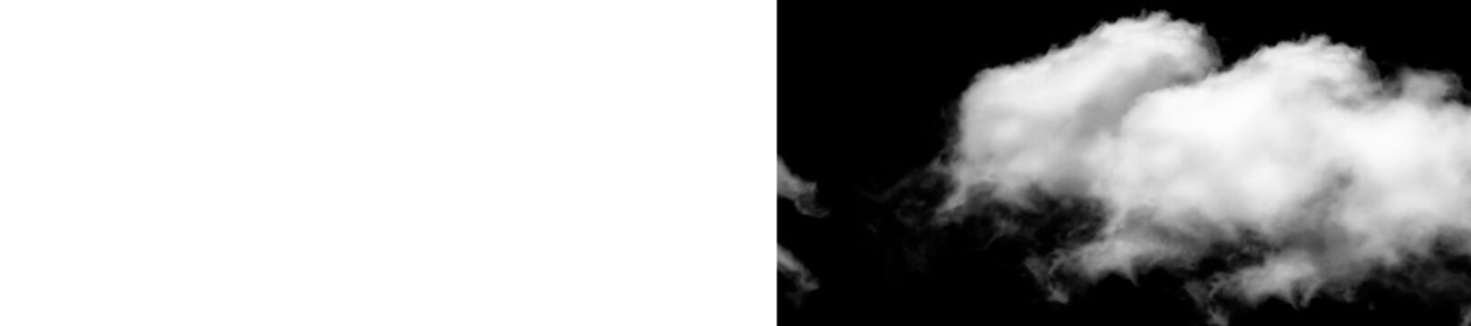 White clouds on black background, night sky with clouds