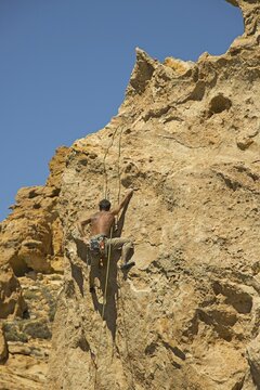 Climbers at the Piedras Amarillas, Teide National Park, Tenerife, Canary Islands, Spain