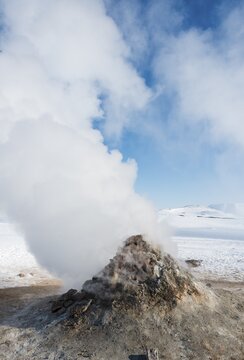 Steaming fumarole, solfatara in Hverar&ouml;nd, also Hverir or Namaskard, geothermal area, North Iceland, Iceland