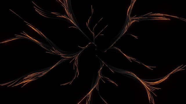 Neon Orange Particle Trails and Procedural Fiber Swirl