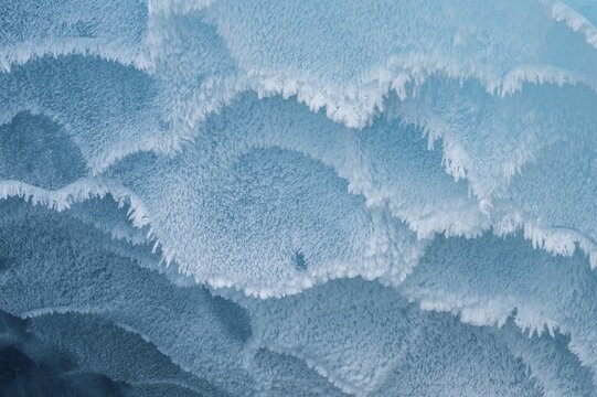 Ice crystals on glacier wall, glacier cave, ice cave, Morteratsch glacier, Engadin, Graub&uuml;nden, Switzerland