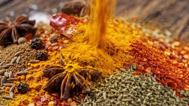 Aromatic Spices and Dried Chili Pepper Closeup.
