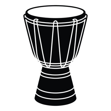 Black djembe drum silhouette on a white background traditional african percussion instrument silhouette