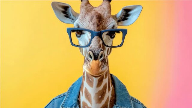 Cool Giraffe in Fashionable Glasses
