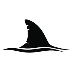 Fototapeta premium Black shark fin cutting through water marine predator silhouette