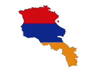 Fototapeta premium Map of armenia with national flag colors isolated on white background