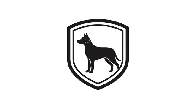 Dog Shield Icon Silhouette, Pet Protection Emblem, Animal Security Logo
