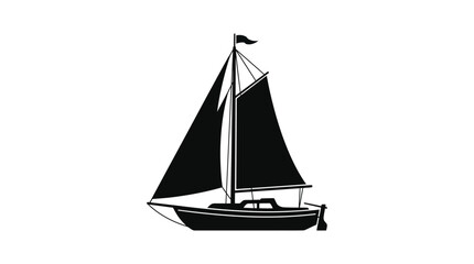 Fototapeta premium Sailing boat silhouette on a white background