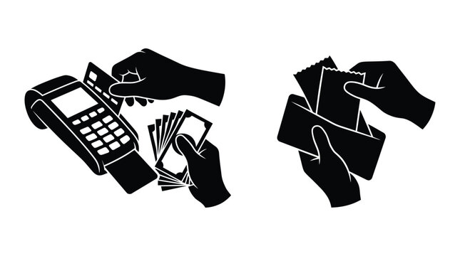 payment methods silhouette credit card and cash transaction