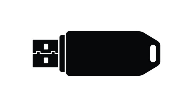 usb flash drive silhouette on white background