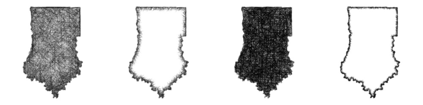 Monochrome sketch Bradley County (Arkansas) outline map design set