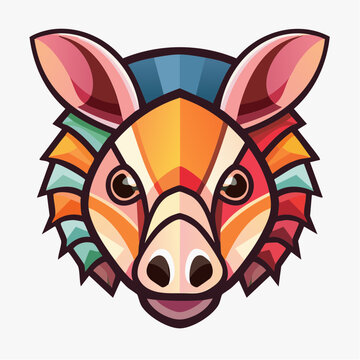 Colorful Armadillo Face Illustration