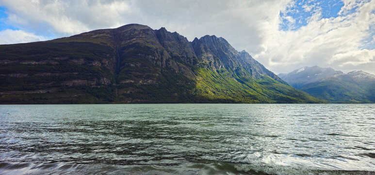 Scenic View of Lago Acigami, Roca, Errazuriz and Cerro Condor at the Chile Argentina Border