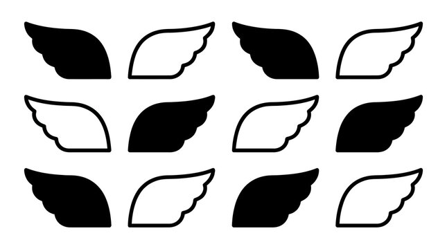 Wing icons collection with collection ornament decoration creative abstract