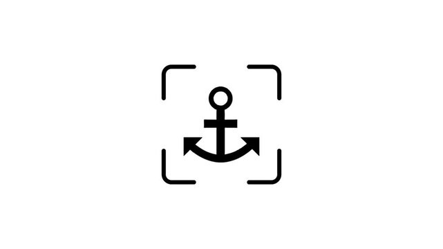Animated anchor scanning with green light video animation, loopable icon of maritime symbol for sailing and navigation.