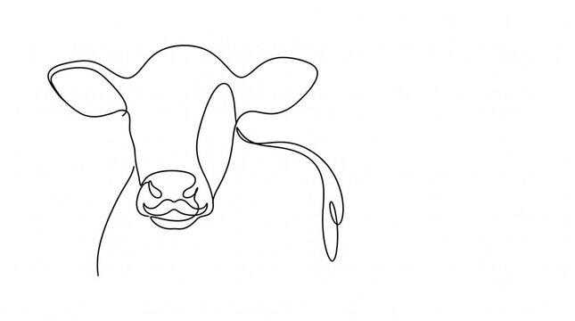 Line art illustration of a cow with a milk mustache  