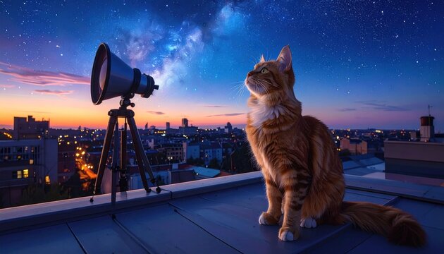 Cat observing sky