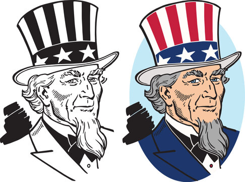 A vintage retro illustration of American Icon Uncle Sam. 