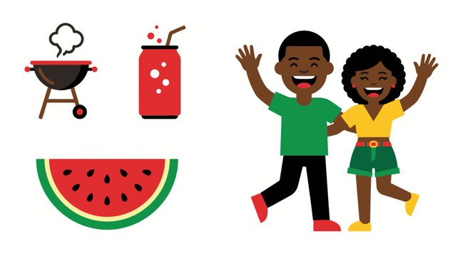 Juneteenth Celebration with Kids, Watermelon, and Drink