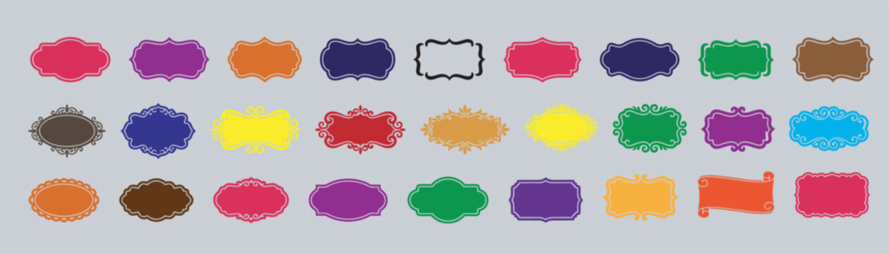 Colorful, abstract, textured, digital shapes on a gray background Collection. 