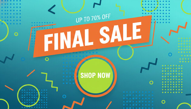 Dynamic geometric graphic with bold text "Final Sale" and "Shop Now" call to action, representative of a promotional sale event