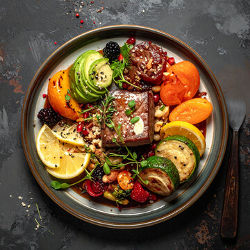 Grilled Steak And Fresh Vegetables