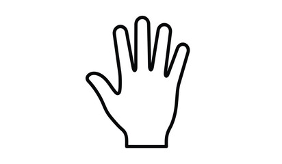 Obraz premium Black line art silhouette of an open human hand with fingers extended on a white background silhouette