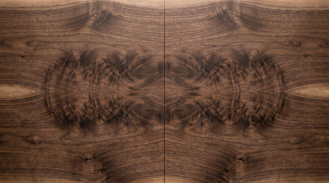 Bookmatched Walnut Flitch Surface With Mirrored Grain Reflection