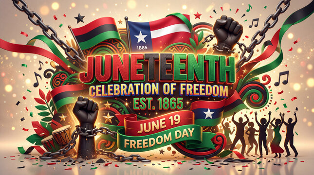 Juneteenth Celebration of Freedom With Music, Dance, and Cultural Symbols on June 19