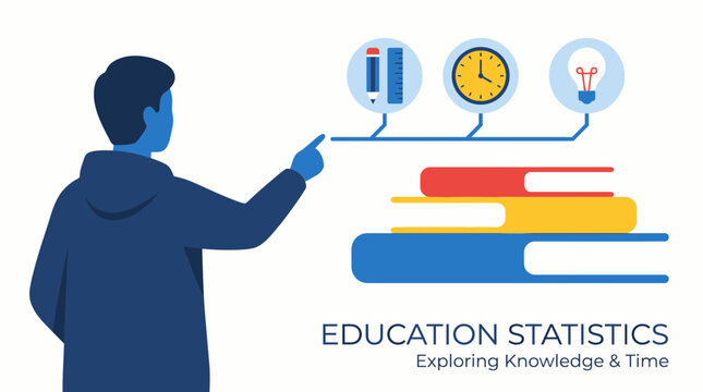 Back to School Education Infographic with Student and Books