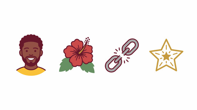 Juneteenth Celebration with Hibiscus and Broken Chain Icons