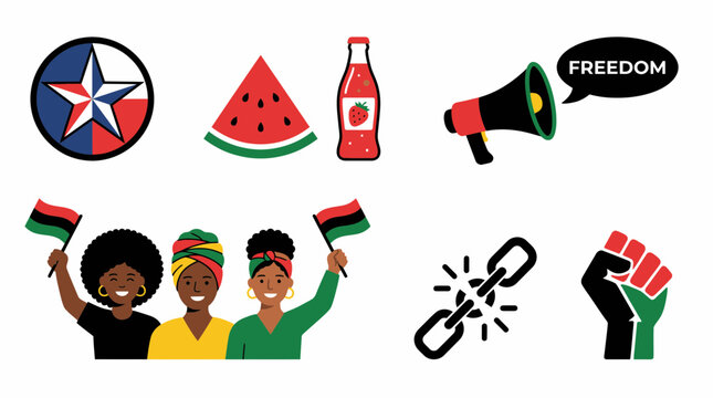 Juneteenth Celebration with African American Women and Symbols