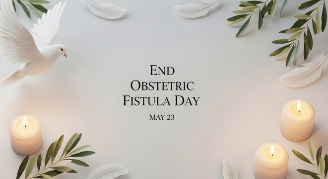 Obstetric fistula awareness campaign dove candles and olive branch still life