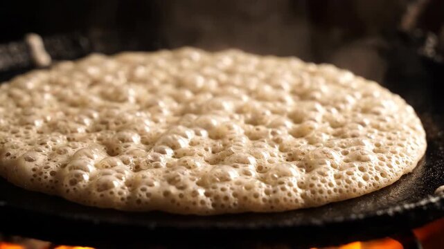 Ethiopian Injera Bubbling Surface Close Up