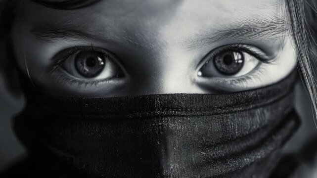 Airbrushed portrait of child with mask on