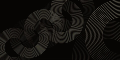 Simple black gold abstract background with circle line motif © Brilian