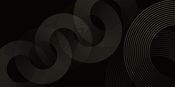 Simple black gold abstract background with circle line motif