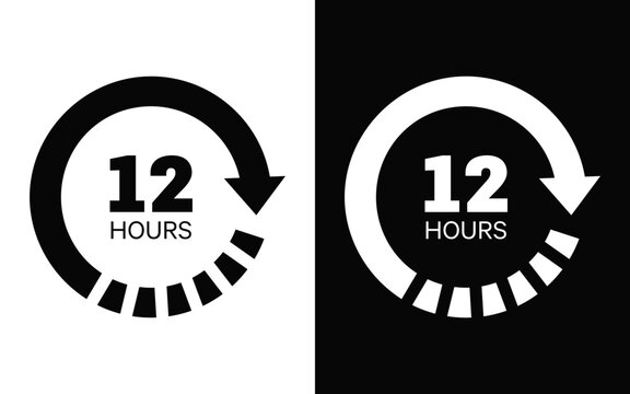  12 HOURS symbol vector icon SVG