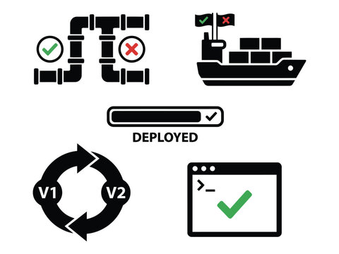 Devops deployment and continuous integration icons