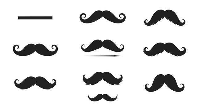 Various black mustache silhouette styles for barbershop and movember graphics