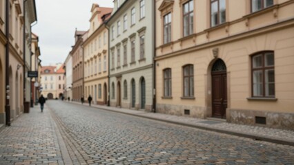 Fototapeta premium Narrow cobblestone street lined with historic buildings