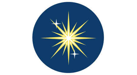 Sparkling Starburst Icon on Blue Circle Background © Giesel