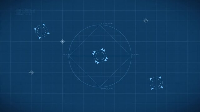 Futuristic HUD Blueprint Grid Target UI Animation