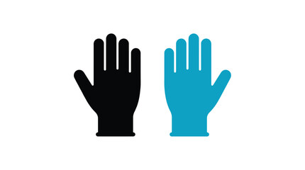Obraz premium Two hands flat design black and teal against white background