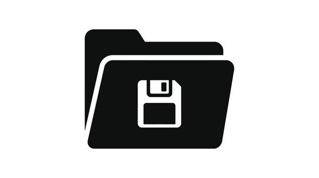 Folder icon with floppy disk symbol flat vector illustration
