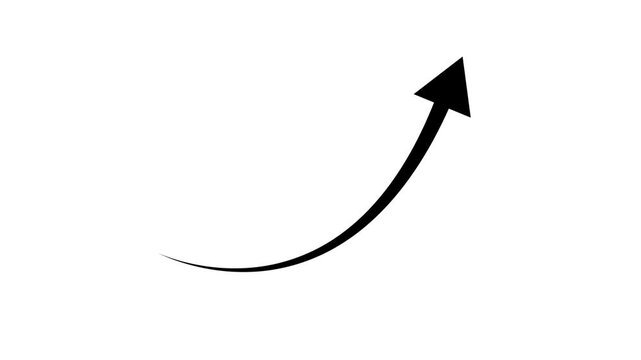Thin Curved Upward Arrow on White Background Showing Elegant Growth Direction and Minimal Forward Movement Symbol Design