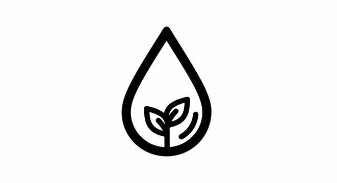 Waterdrop Plant Icon Graphic.