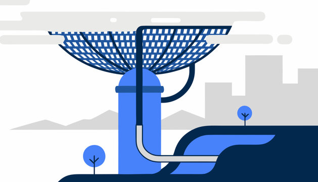 Satellite Dish Set, Communication Antenna, Space Research Vector Collection