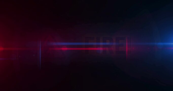 Fire alert symbol light flashing on display macro view. Flame danger warning icon on car dashboard control screen. Loopable and seamless abstract technology concept.