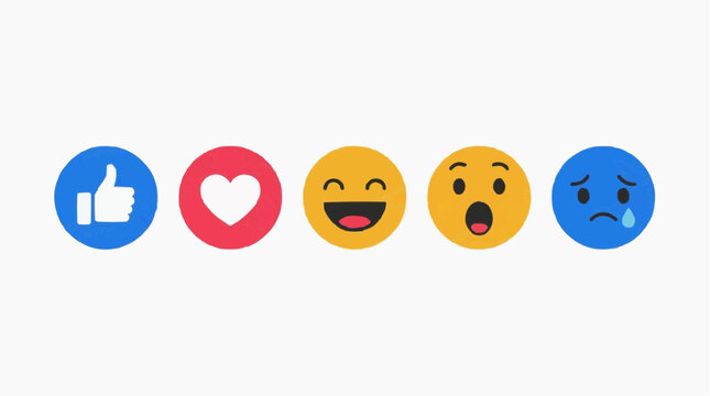 Emotions in a row:  A captivating collection of emoji icons, each a unique representation of an emotion. This image is about how to express emotion in virtual communication world. 